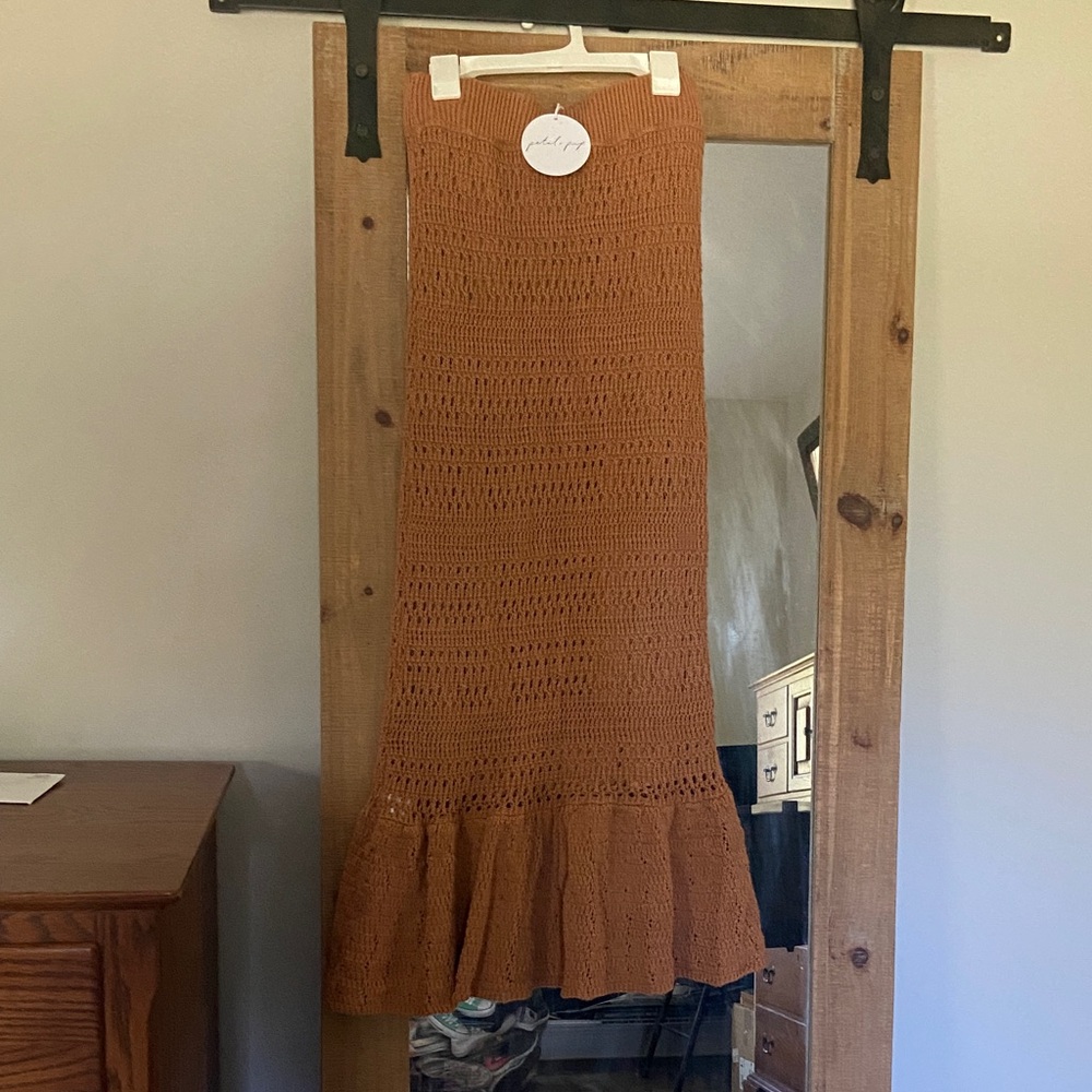Petal & Pup Tan Crochet Maxi Skirt